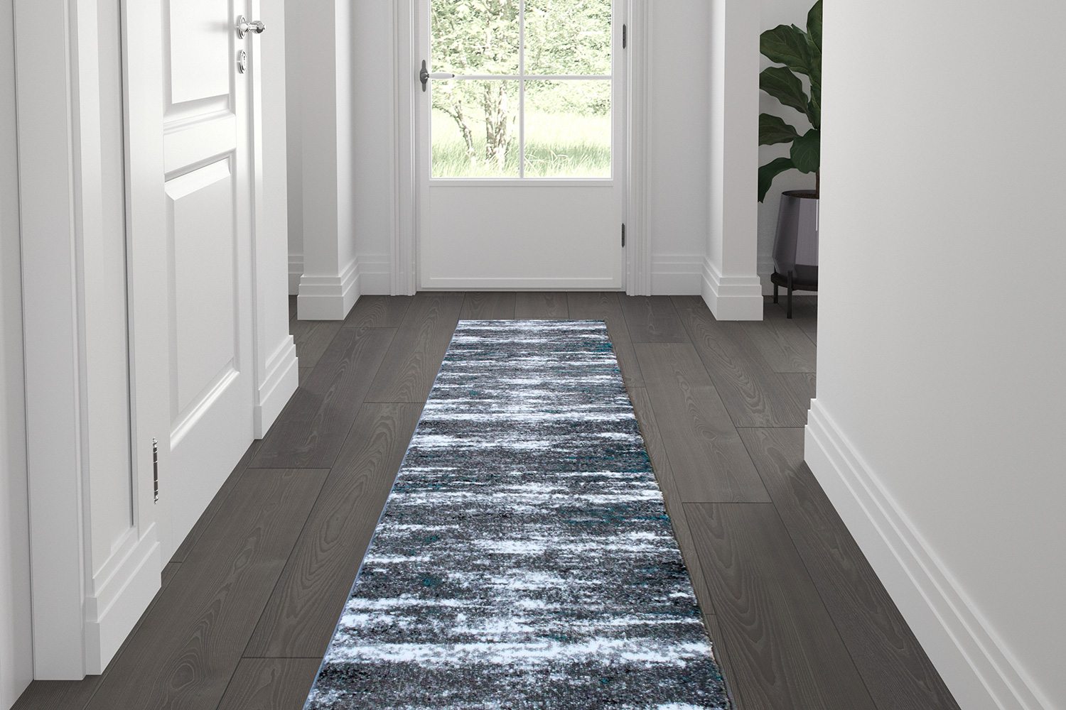 BLNK Marian Collection Olefin Distressed Area Rug with Jute Backing