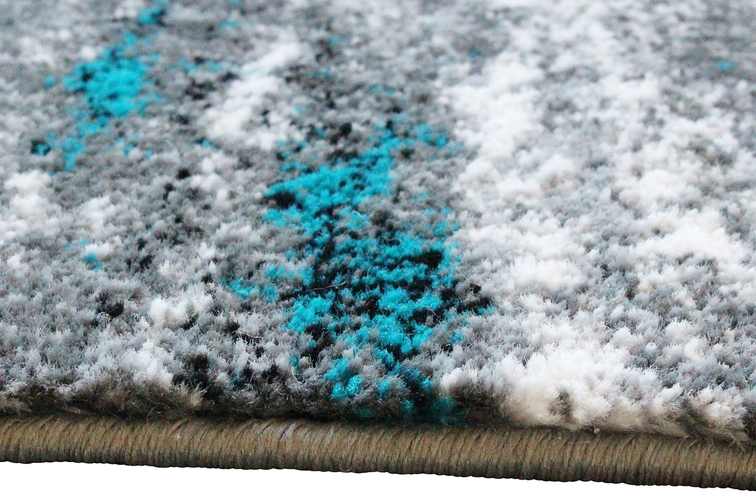 BLNK Marian Collection Olefin Distressed Area Rug with Jute Backing - Turquoise, 2'W x 7'L