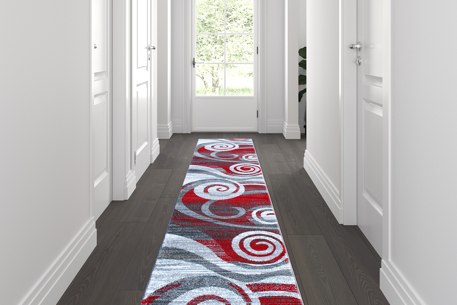 BLNK Cirrus Collection Olefin Swirl Patterned Area Rug with Jute Backing