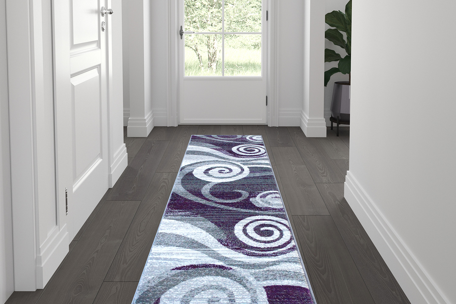 BLNK Cirrus Collection Olefin Swirl Patterned Area Rug with Jute Backing