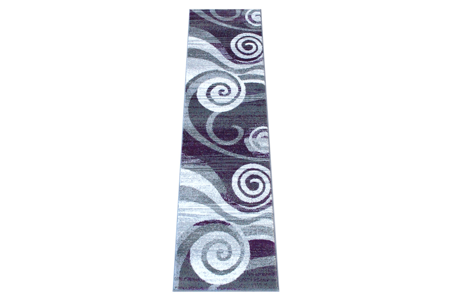 BLNK Cirrus Collection Olefin Swirl Patterned Area Rug with Jute Backing - Purple, 2'W x 7'L