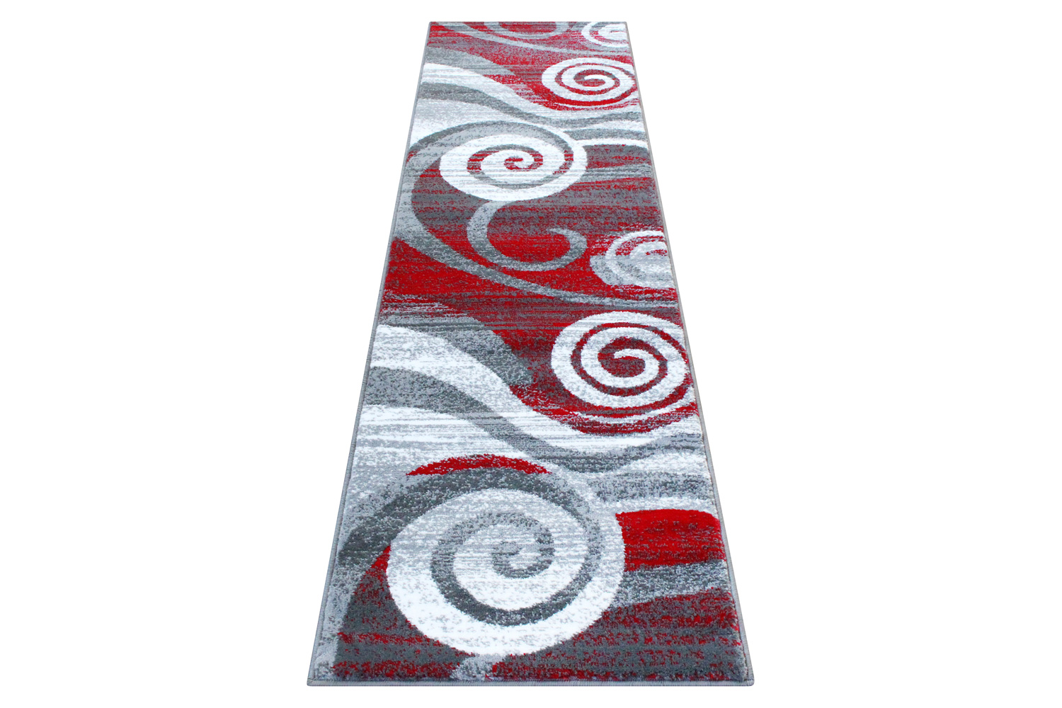 BLNK Cirrus Collection Olefin Swirl Patterned Area Rug with Jute Backing - Red, 2'W x 7'L