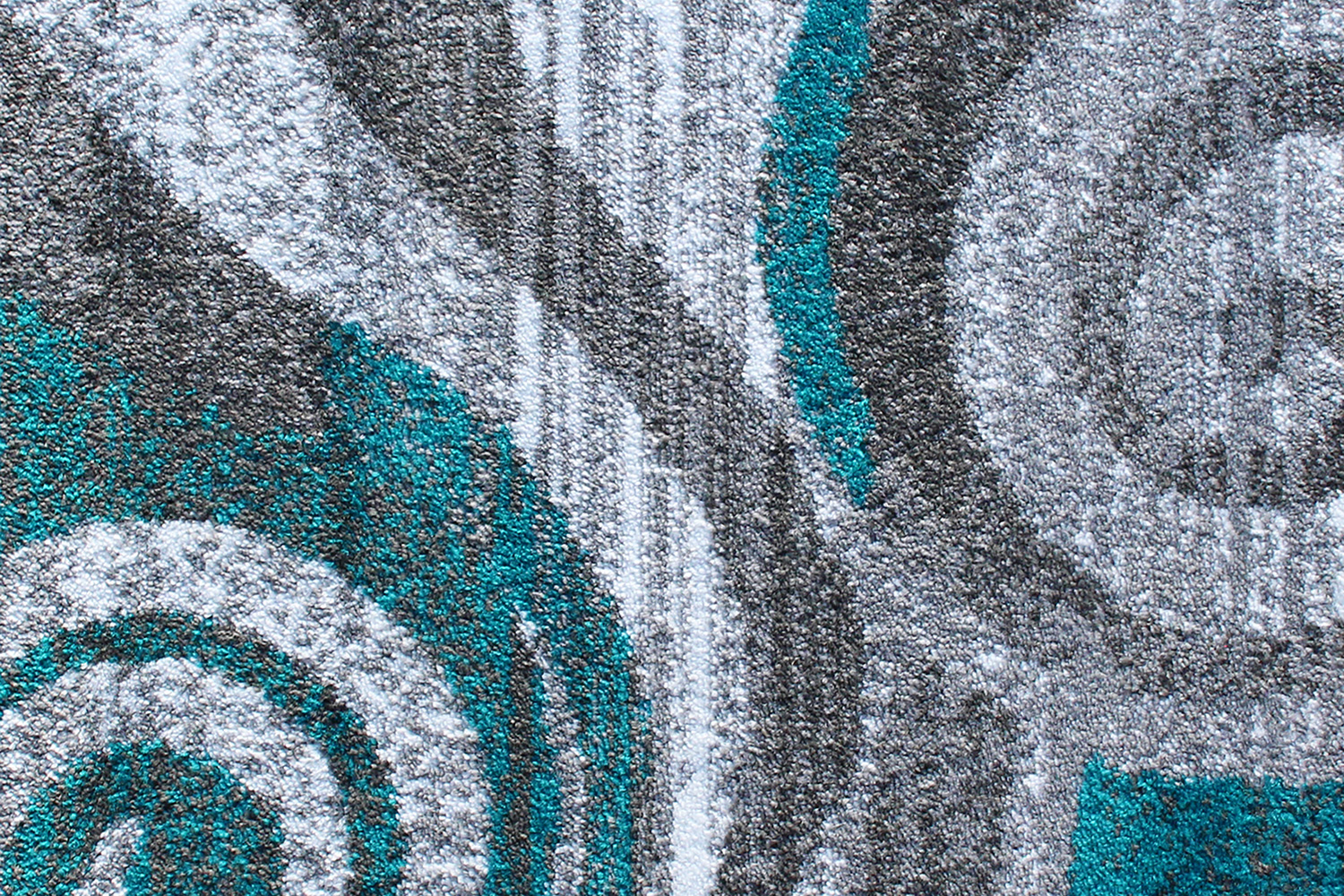 BLNK Cirrus Collection Olefin Swirl Patterned Area Rug with Jute Backing - Turquoise, 2'W x 7'L