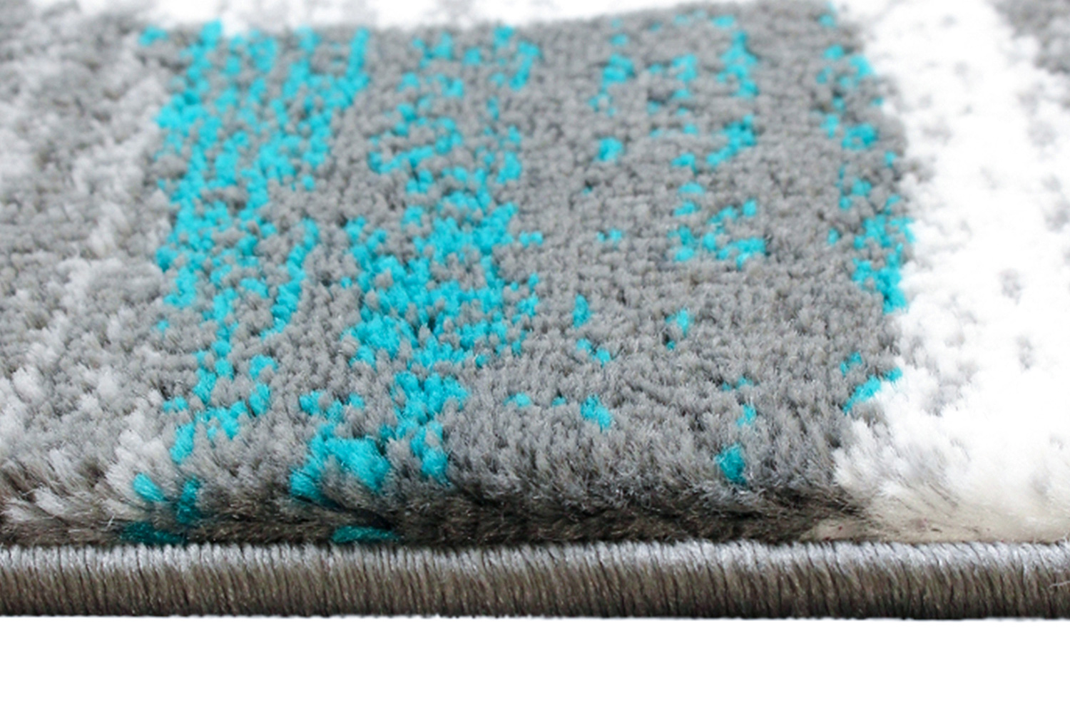 BLNK Cirrus Collection Olefin Swirl Patterned Area Rug with Jute Backing - Turquoise, 3'W x 16'L