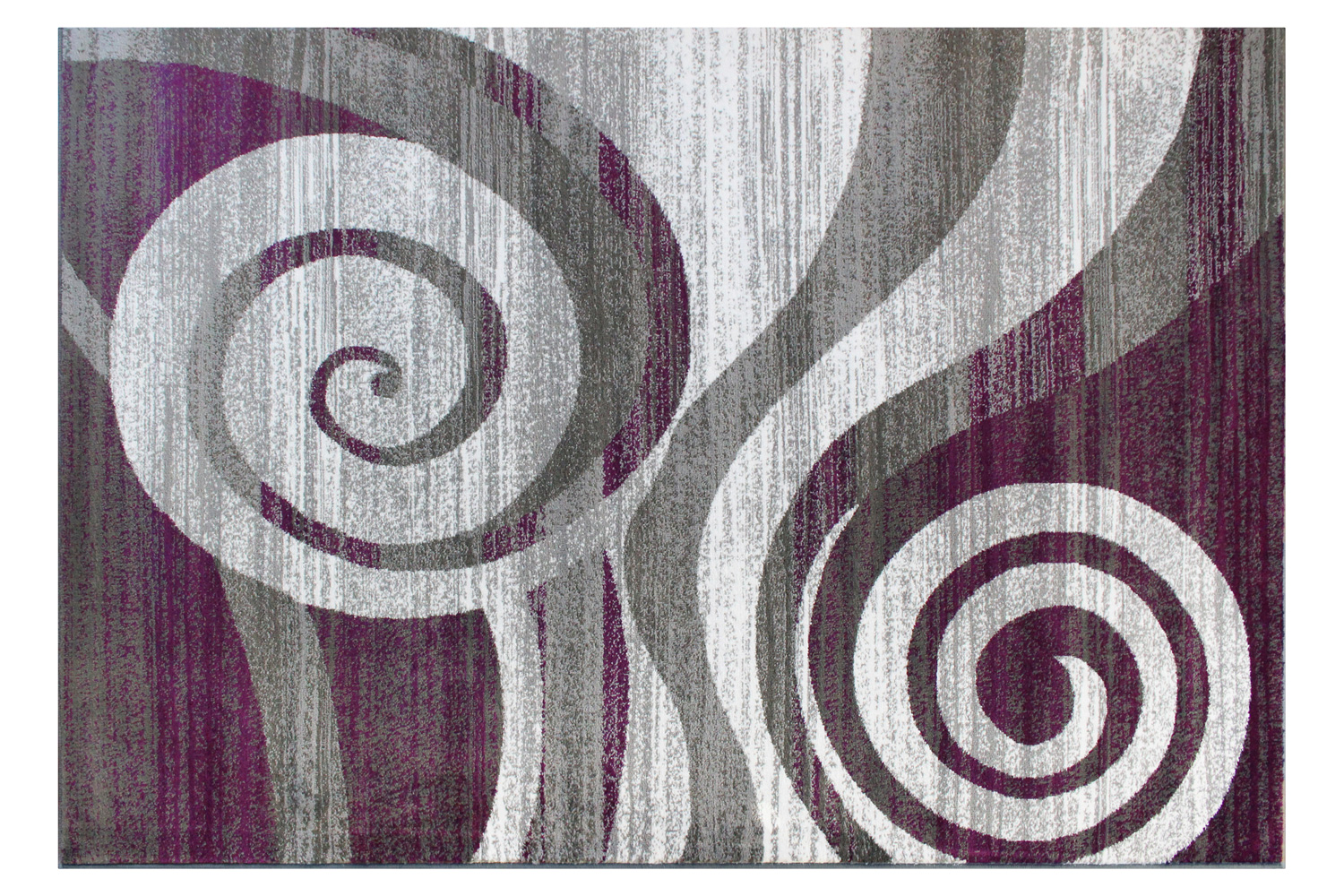 BLNK Cirrus Collection Olefin Swirl Patterned Area Rug with Jute Backing - Purple, 5'W x 7'L