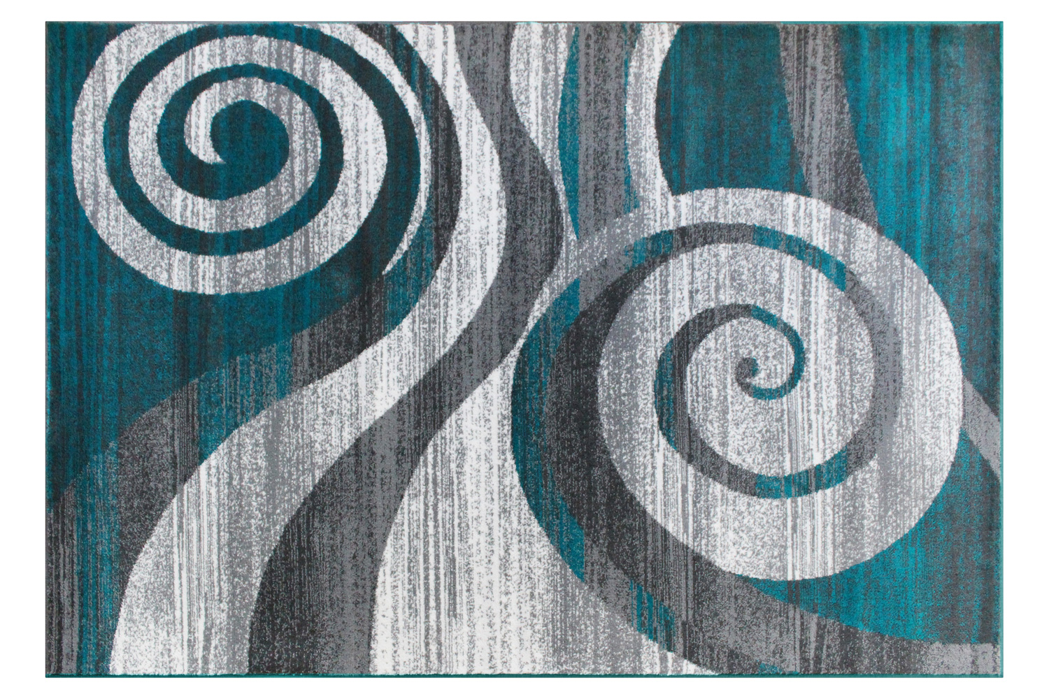 BLNK Cirrus Collection Olefin Swirl Patterned Area Rug with Jute Backing - Turquoise, 5'W x 7'L