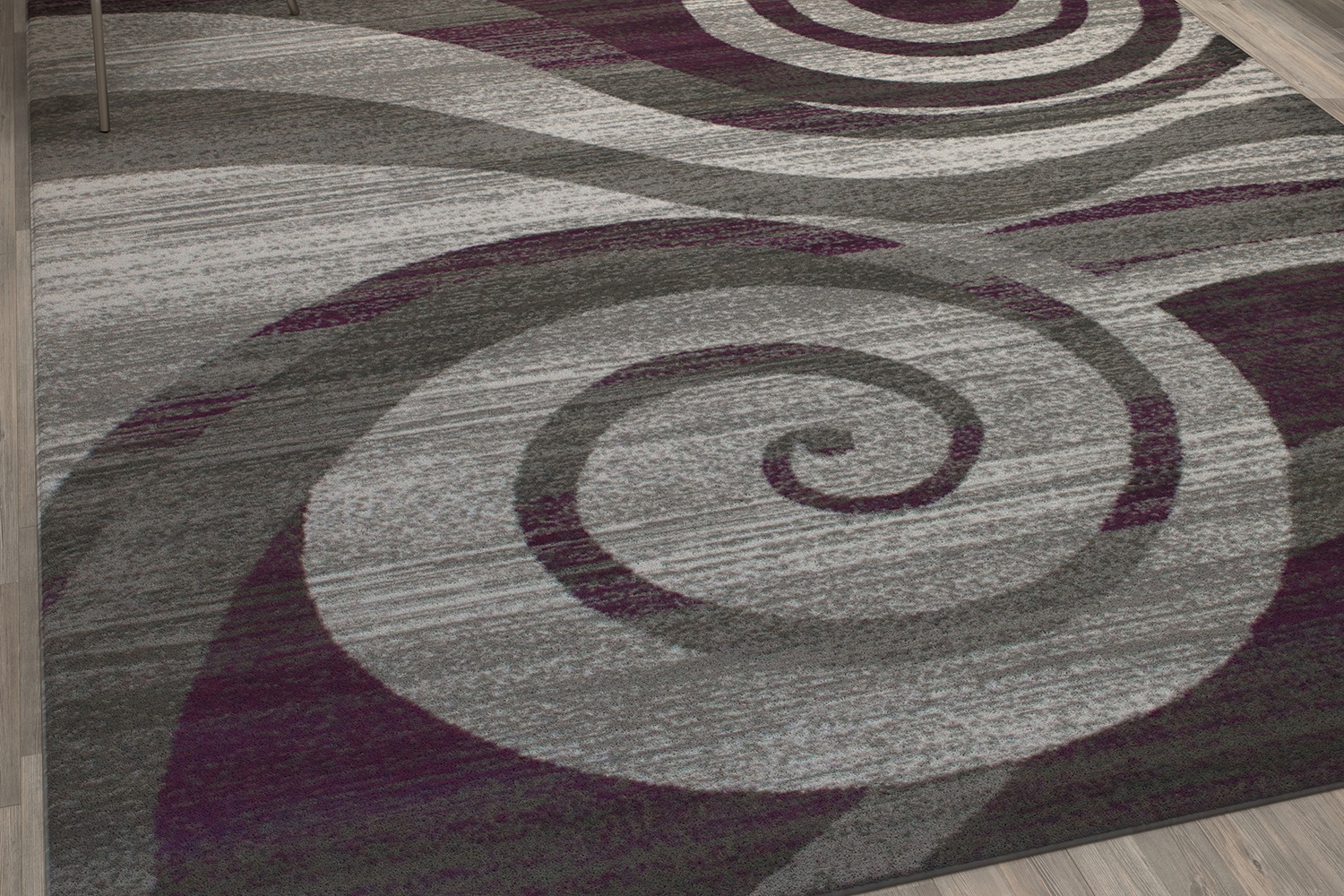 BLNK Cirrus Collection Olefin Swirl Patterned Area Rug with Jute Backing - Purple, 6'W x 9'L