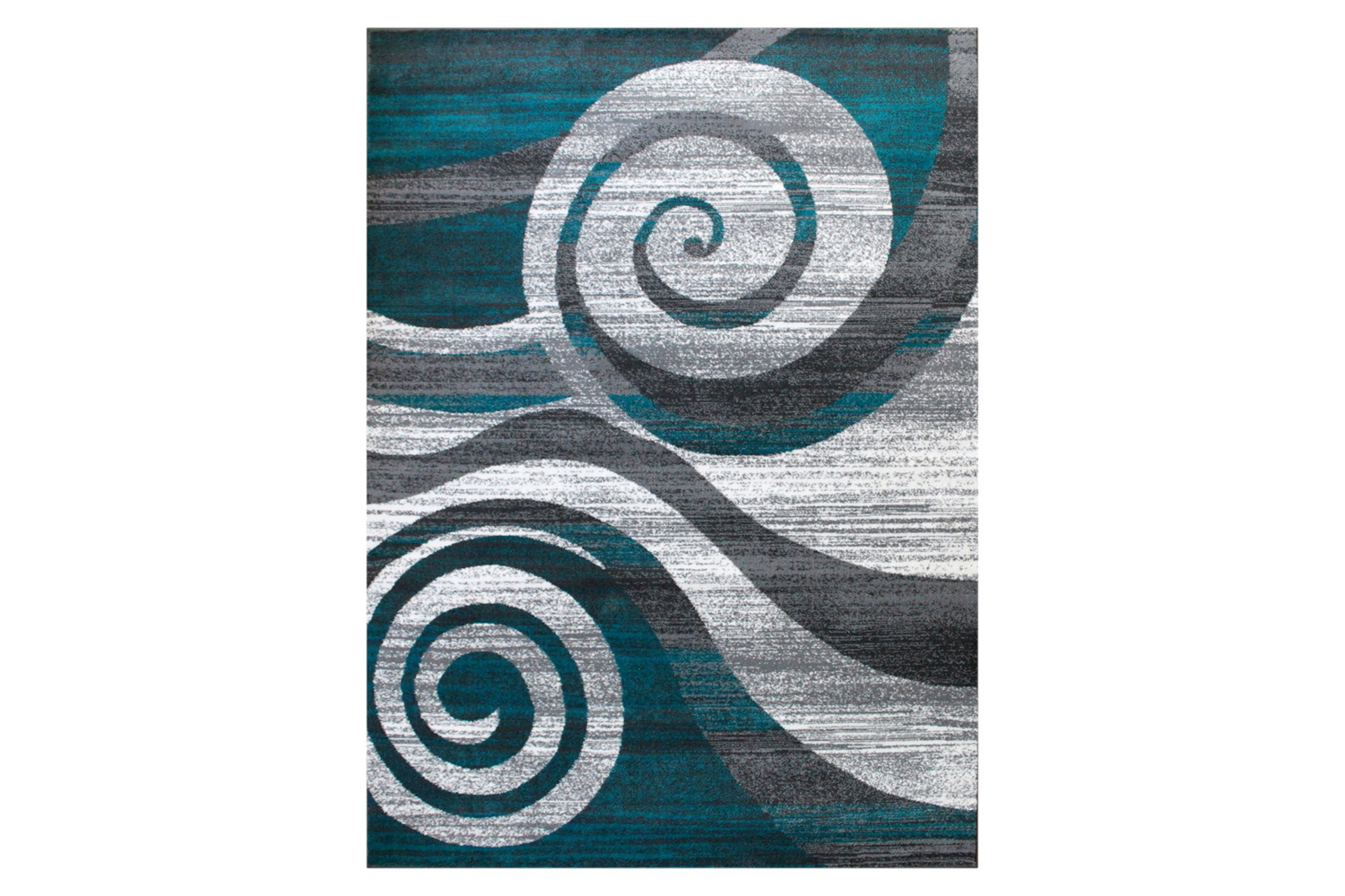 BLNK Cirrus Collection Olefin Swirl Patterned Area Rug with Jute Backing - Turquoise, 8'W x 10'L