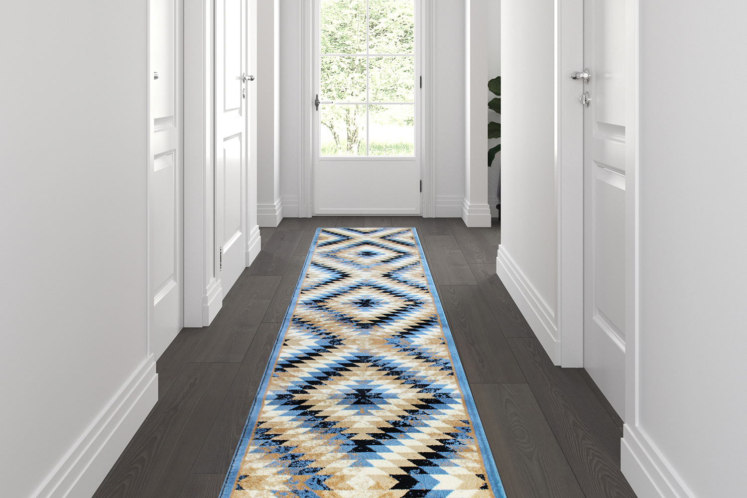 BLNK - Teagan Collection Southwestern Style Olefin Area Rug with Jute Backing