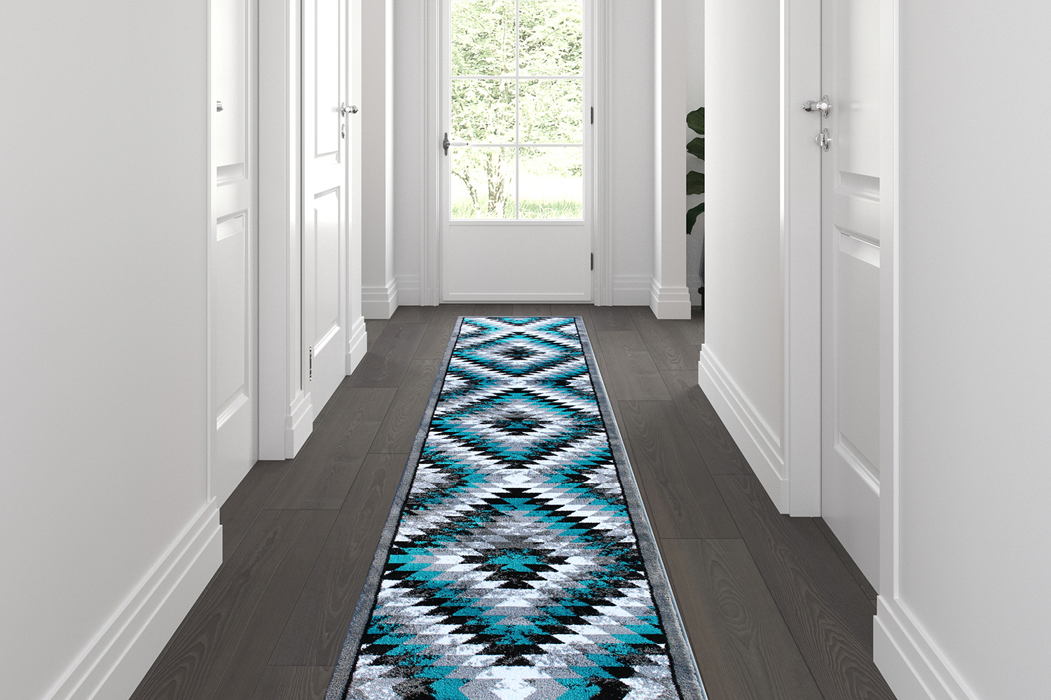 BLNK - Teagan Collection Southwestern Style Olefin Area Rug with Jute Backing