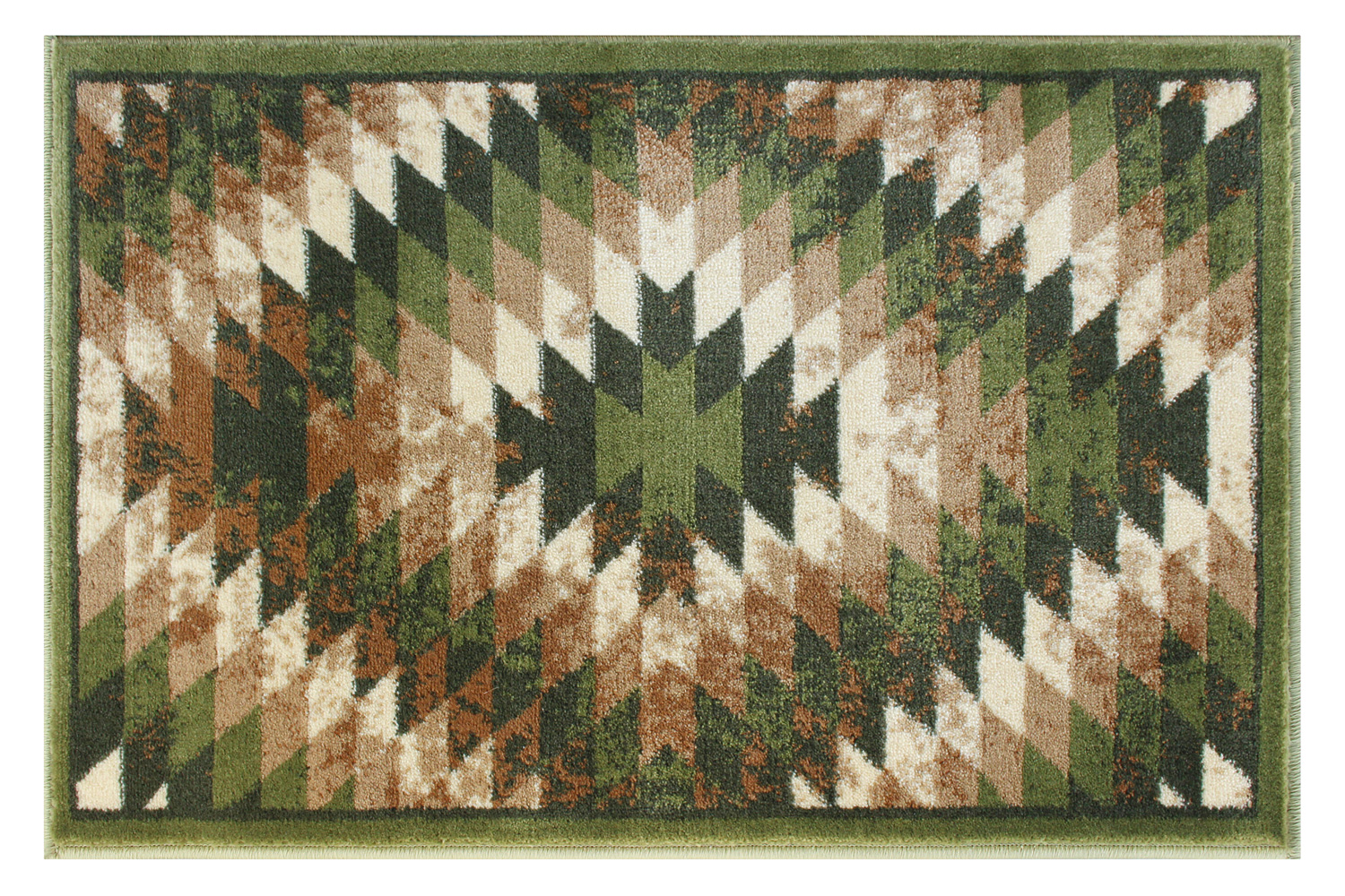 BLNK Teagan Collection Southwestern Style Olefin Area Rug with Jute Backing - Green, 2'W x 3'L