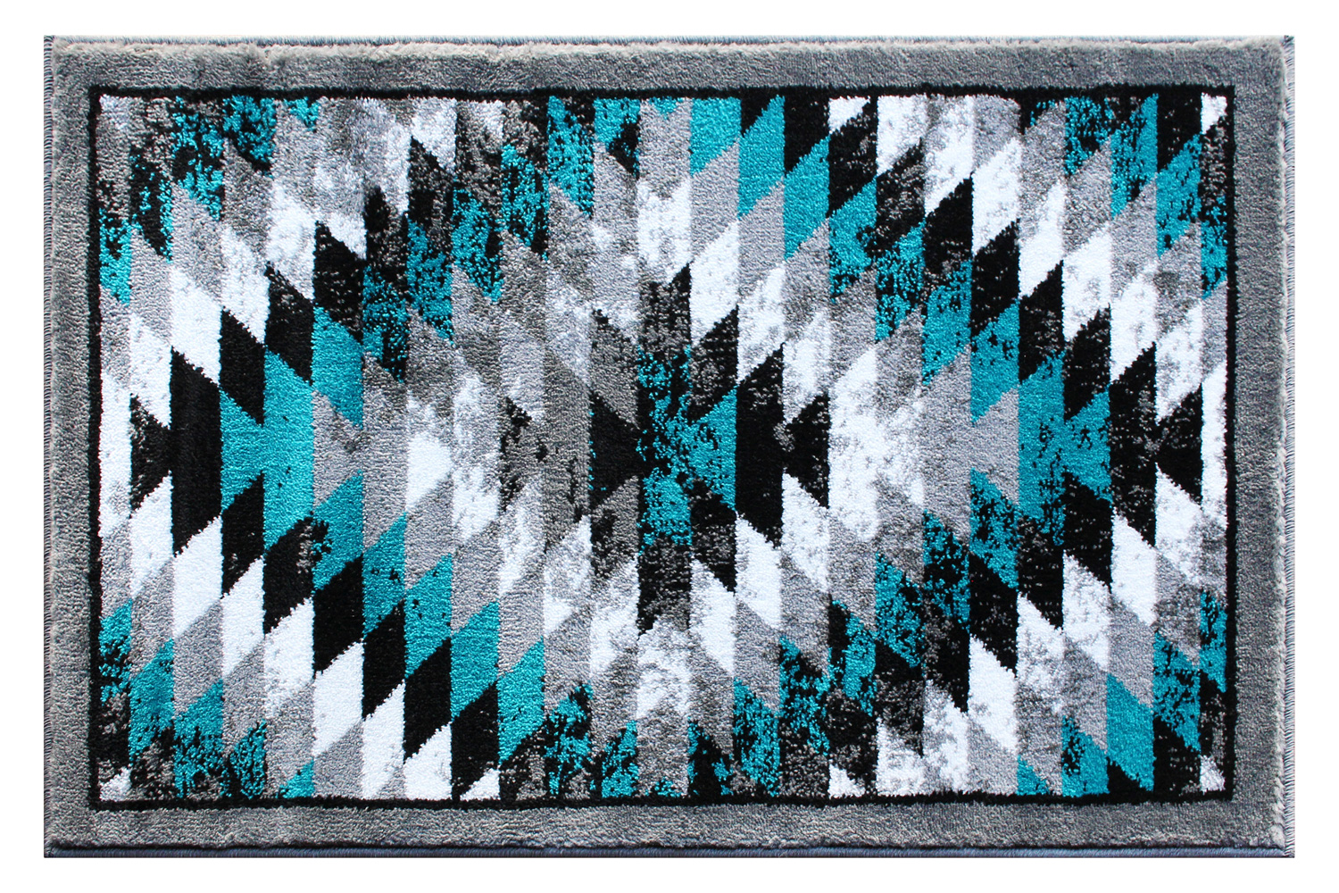 BLNK Teagan Collection Southwestern Style Olefin Area Rug with Jute Backing - Turquoise, 2'W x 3'L