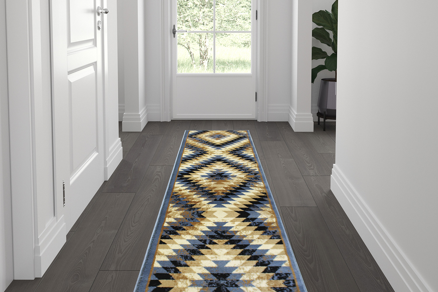 BLNK - Teagan Collection Southwestern Style Olefin Area Rug with Jute Backing