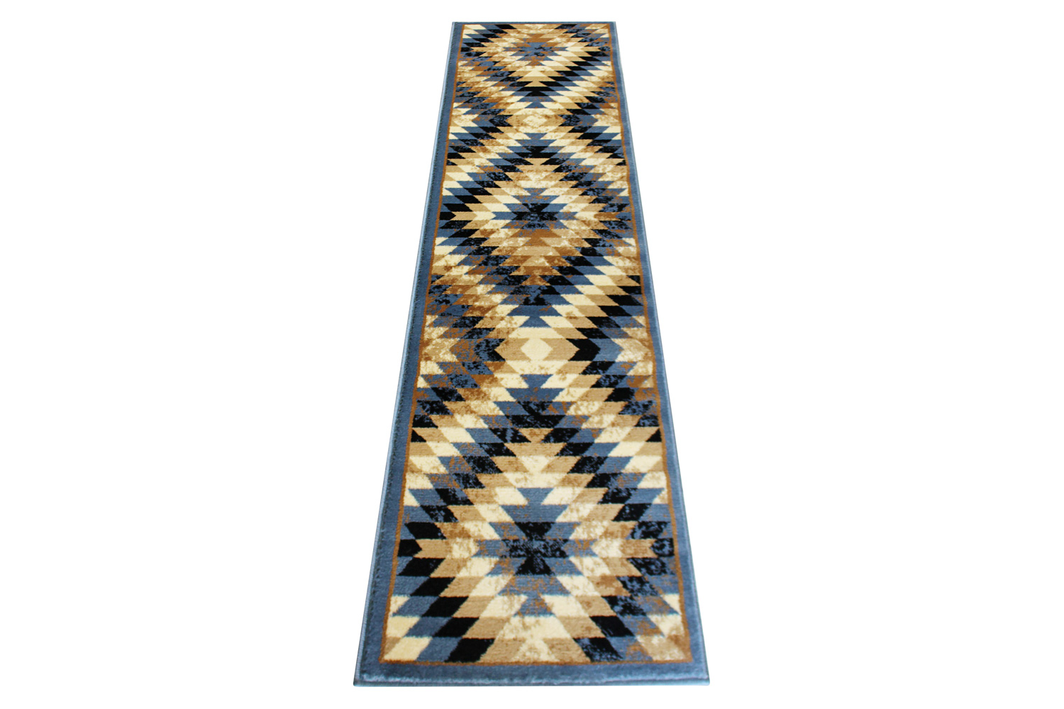 BLNK Teagan Collection Southwestern Style Olefin Area Rug with Jute Backing - Blue, 2'W x 7'L