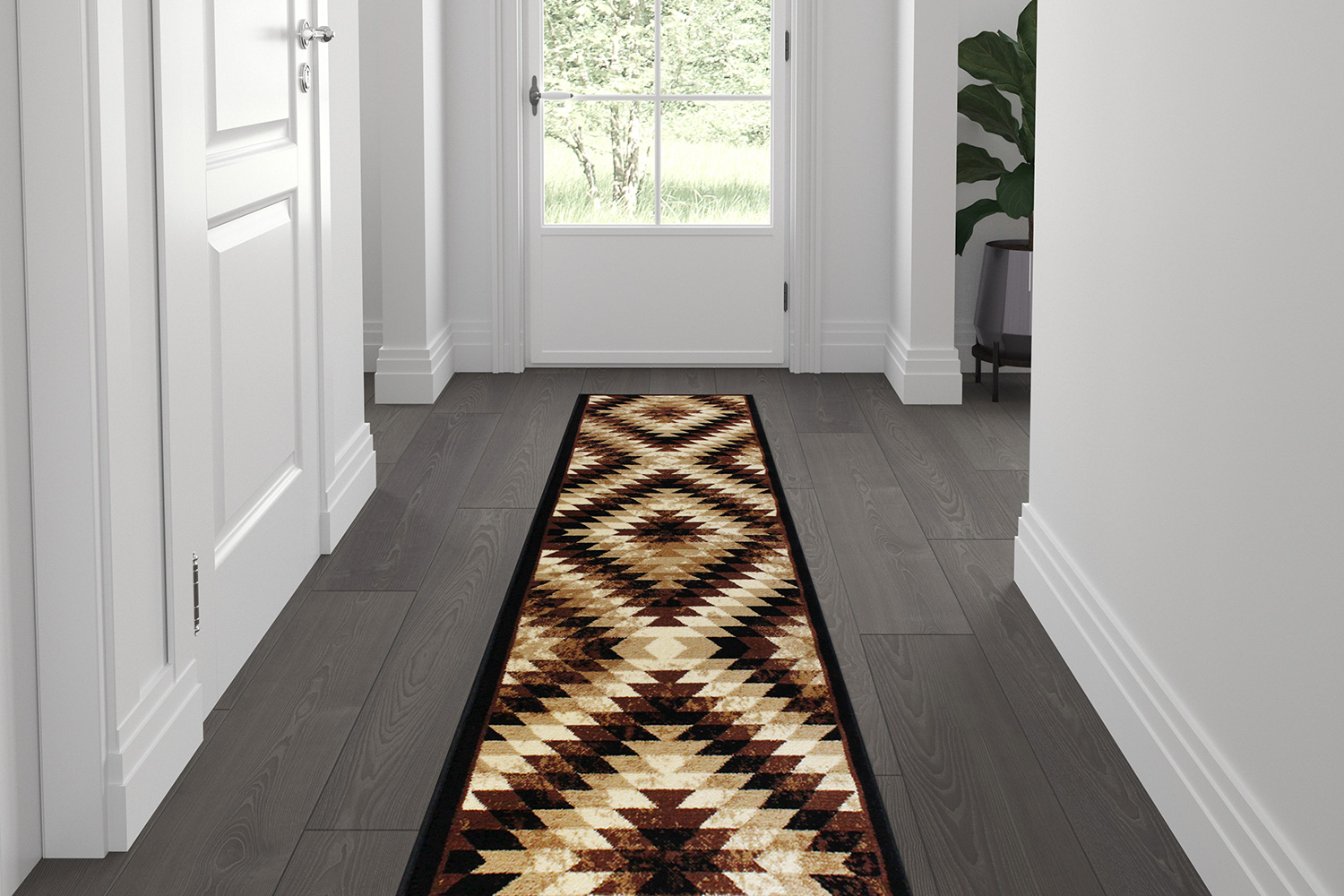 BLNK Teagan Collection Southwestern Style Olefin Area Rug with Jute Backing