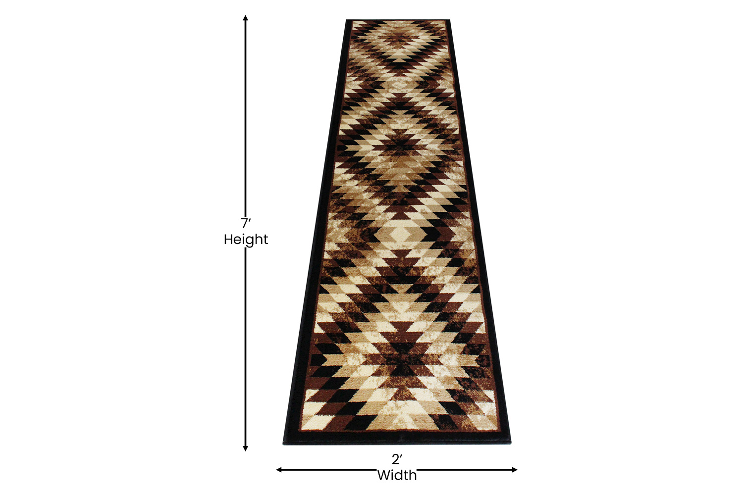 BLNK Teagan Collection Southwestern Style Olefin Area Rug with Jute Backing - Brown, 2'W x 7'L