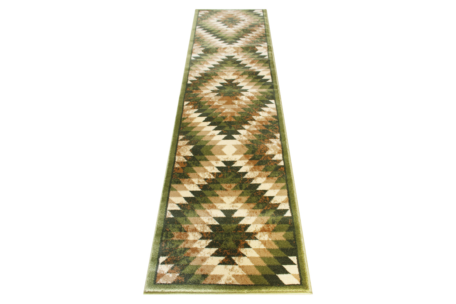 BLNK Teagan Collection Southwestern Style Olefin Area Rug with Jute Backing - Green, 2'W x 7'L