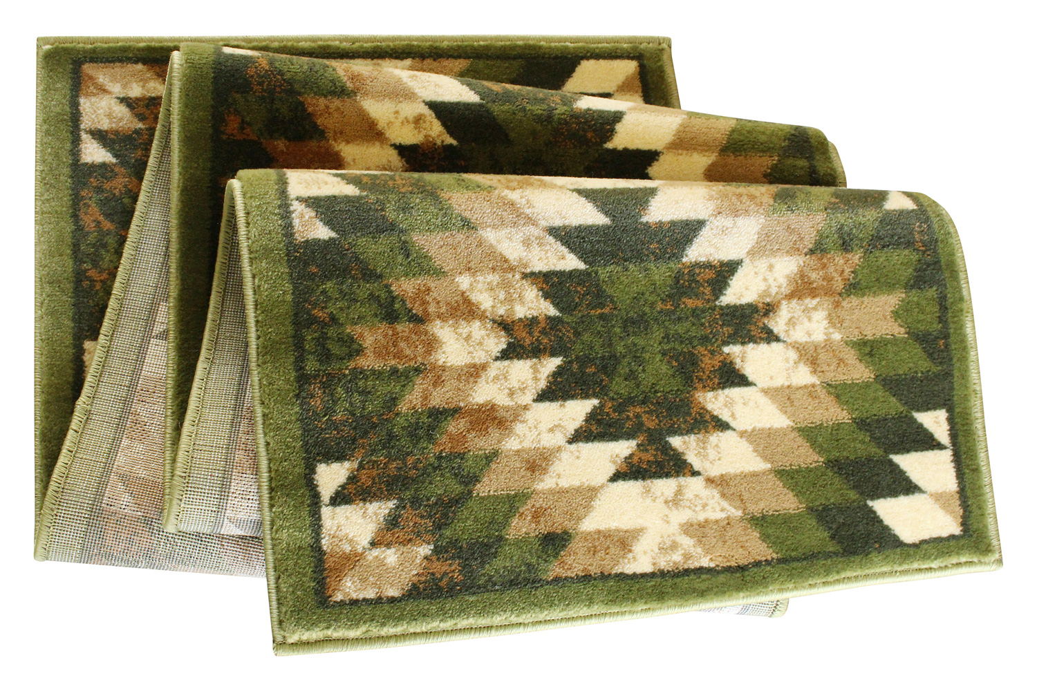 BLNK Teagan Collection Southwestern Style Olefin Area Rug with Jute Backing - Green, 2'W x 7'L