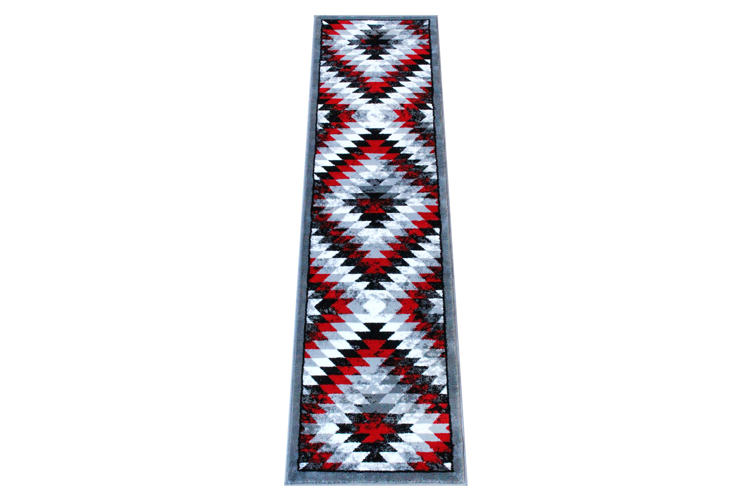 BLNK Teagan Collection Southwestern Style Olefin Area Rug with Jute Backing - Red, 2'W x 7'L