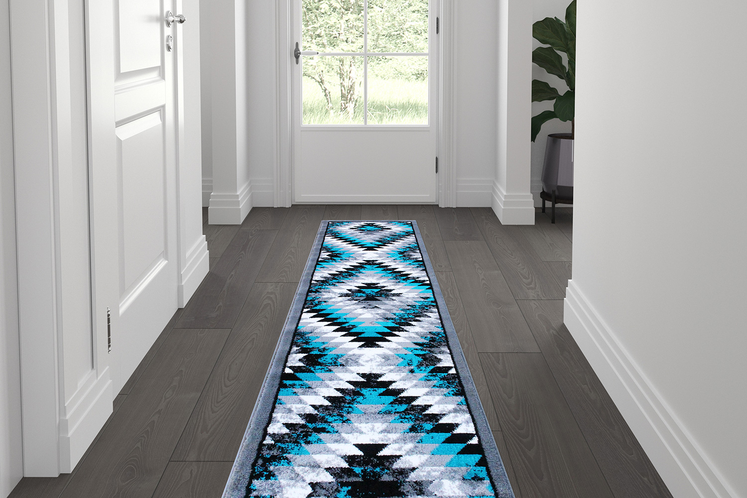 BLNK Teagan Collection Southwestern Style Olefin Area Rug with Jute Backing