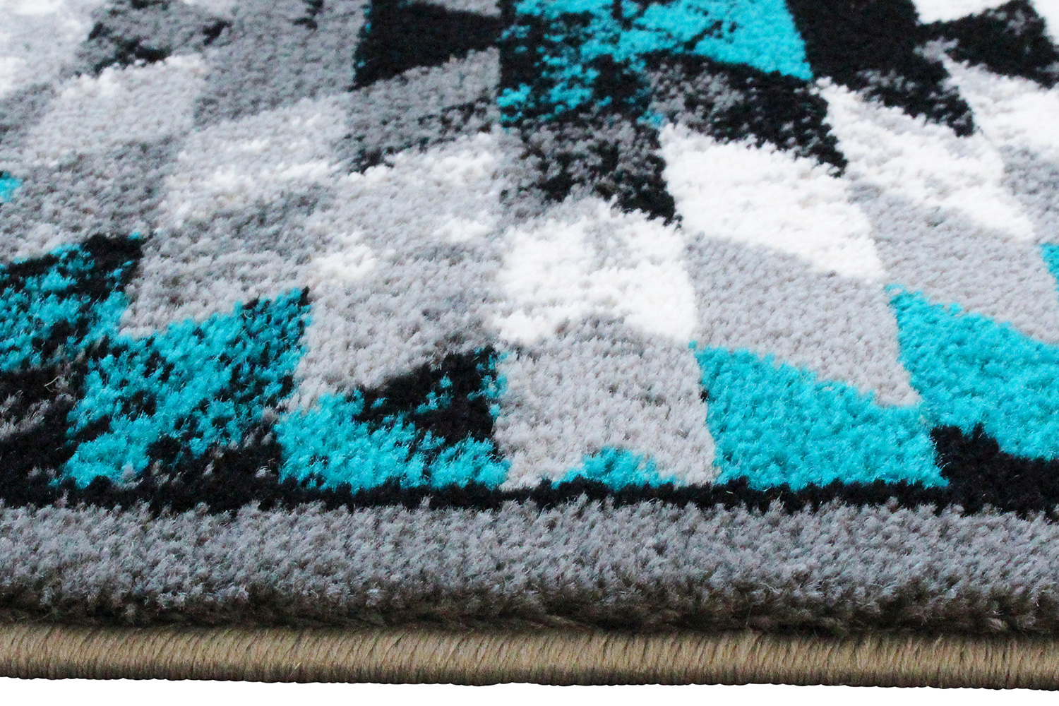 BLNK Teagan Collection Southwestern Style Olefin Area Rug with Jute Backing - Turquoise, 2'W x 7'L