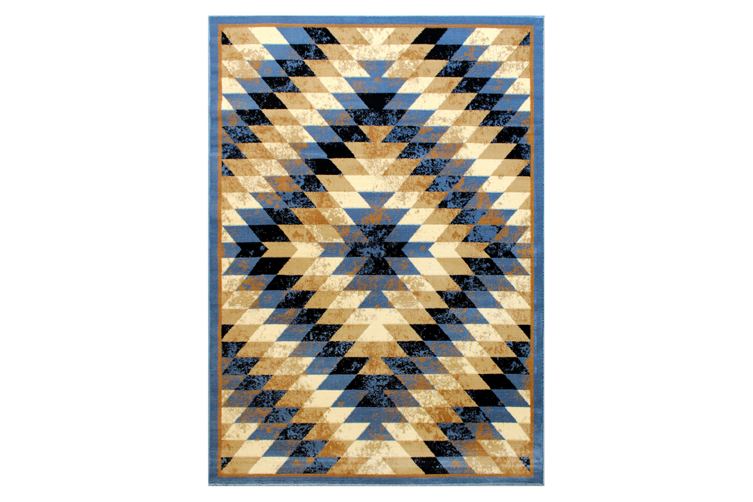 BLNK Teagan Collection Southwestern Style Olefin Area Rug with Jute Backing - Blue, 4'W x 5'L