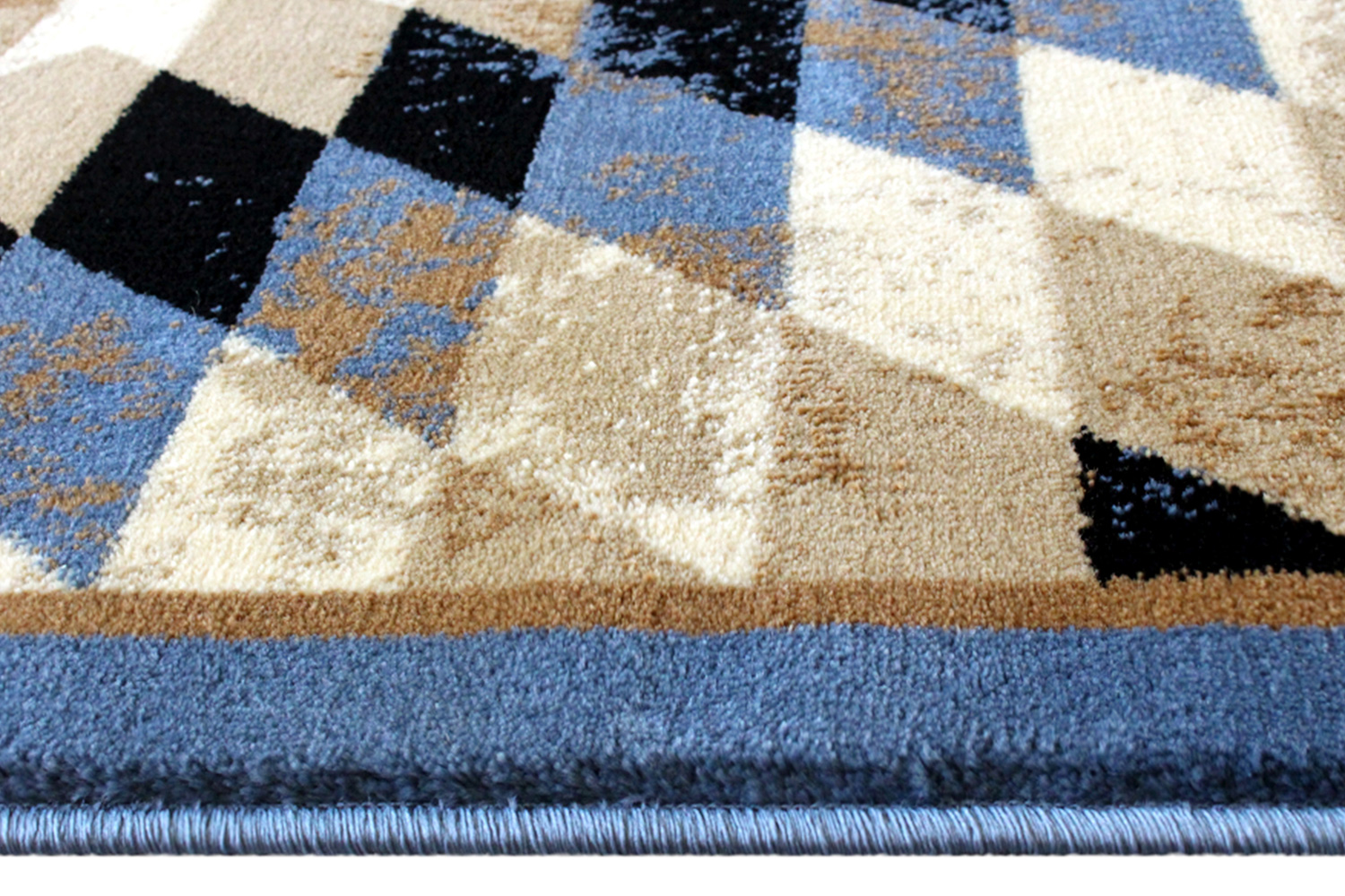 BLNK Teagan Collection Southwestern Style Olefin Area Rug with Jute Backing - Blue, 4'W x 5'L