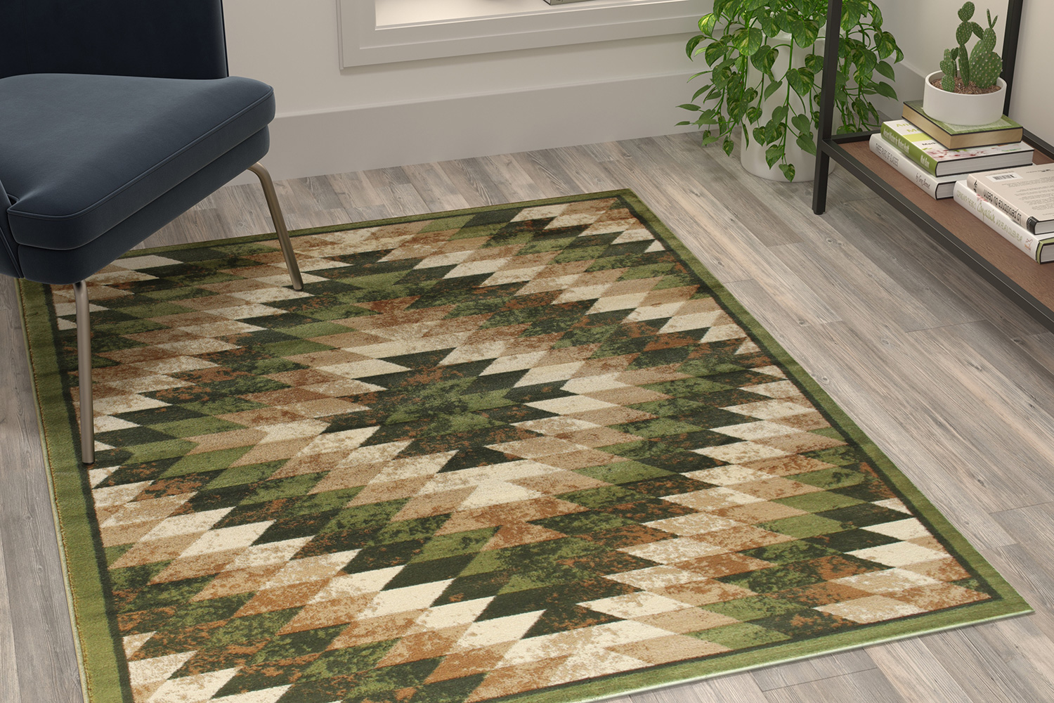 BLNK Teagan Collection Southwestern Style Olefin Area Rug with Jute Backing