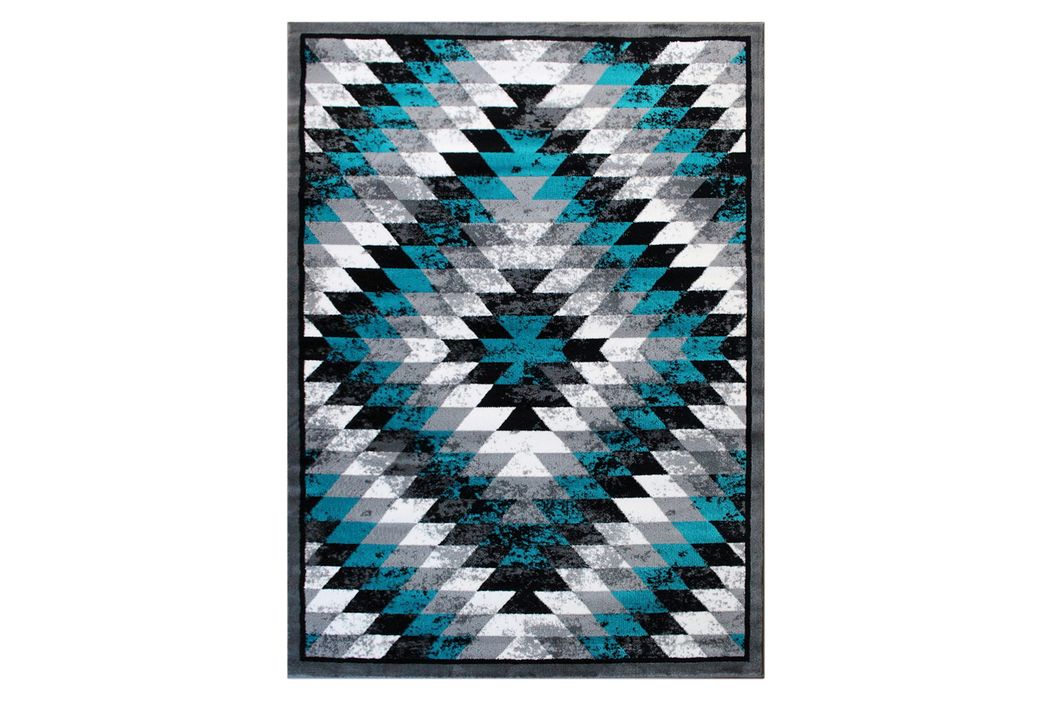 BLNK Teagan Collection Southwestern Style Olefin Area Rug with Jute Backing - Turquoise, 4'W x 5'L