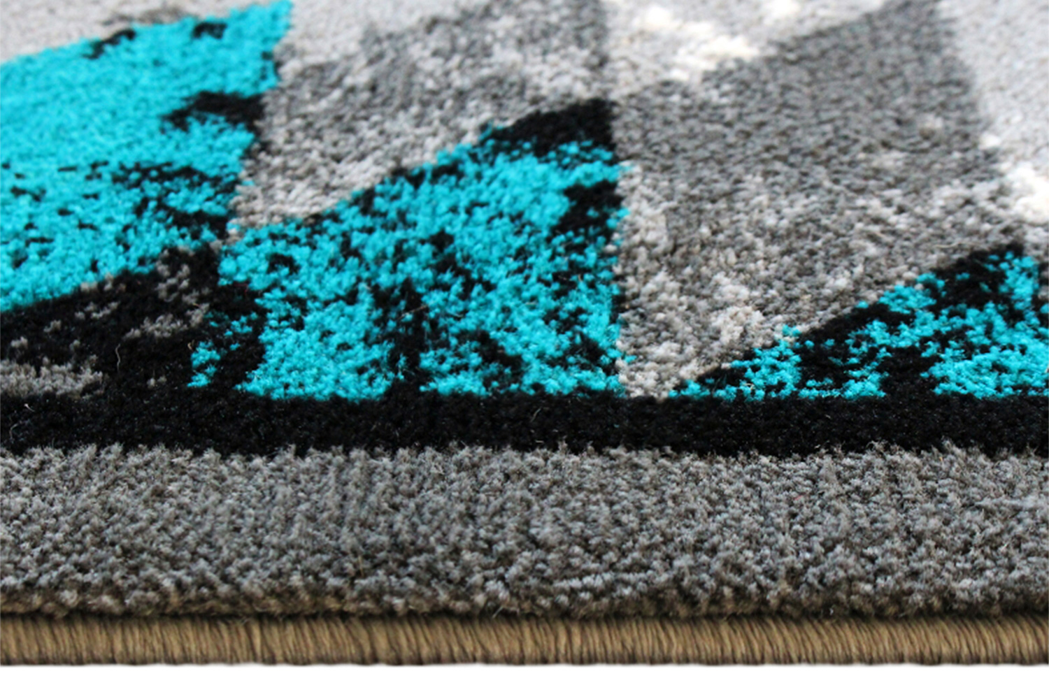 BLNK Teagan Collection Southwestern Style Olefin Area Rug with Jute Backing - Turquoise, 4'W x 5'L