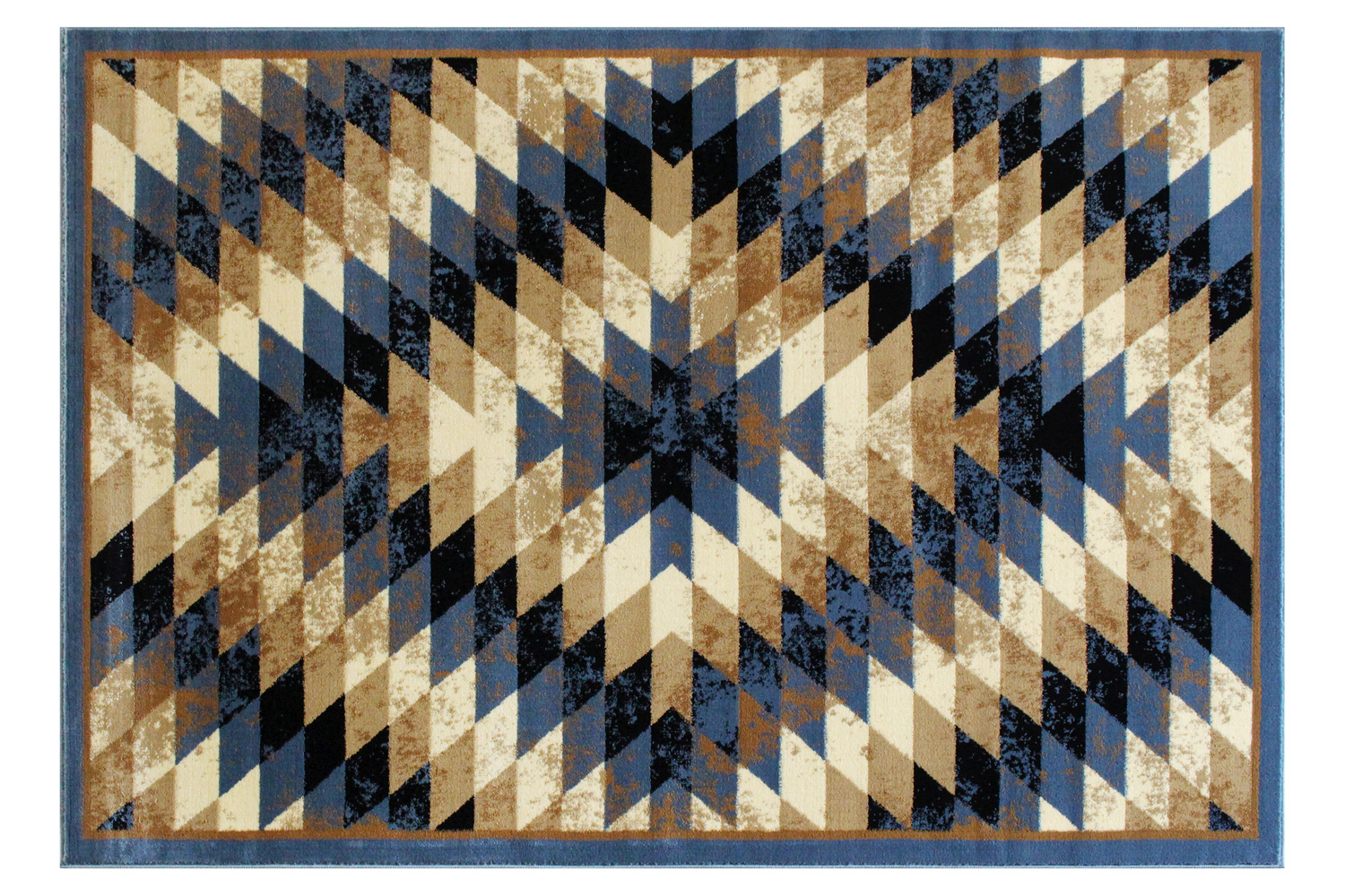 BLNK Teagan Collection Southwestern Style Olefin Area Rug with Jute Backing - Blue, 5'W x 7'L