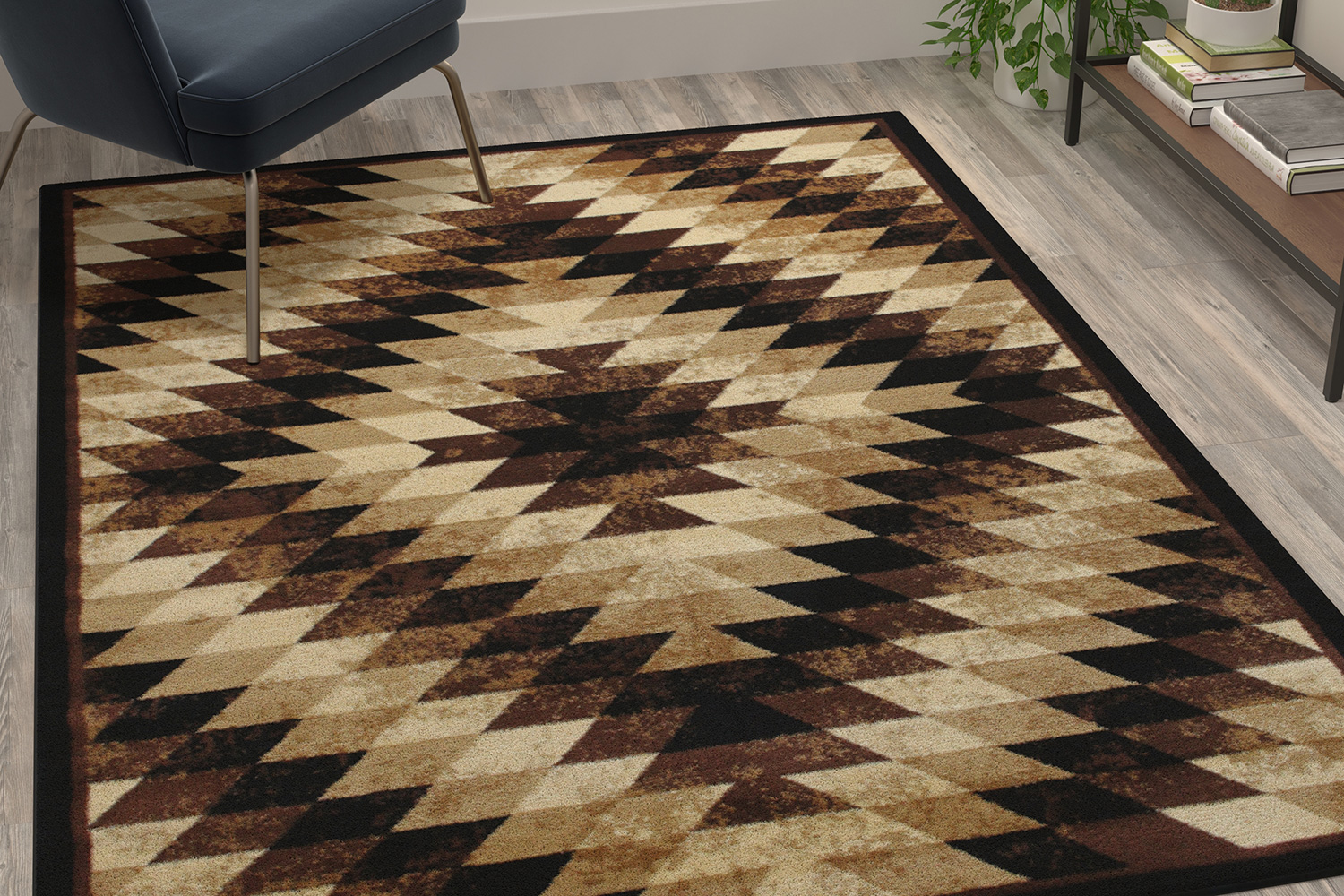 BLNK - Teagan Collection Southwestern Style Olefin Area Rug with Jute Backing