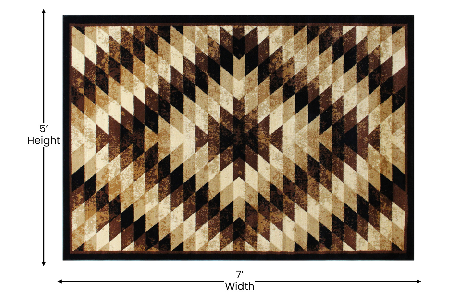 BLNK Teagan Collection Southwestern Style Olefin Area Rug with Jute Backing - Brown, 5'W x 7'L