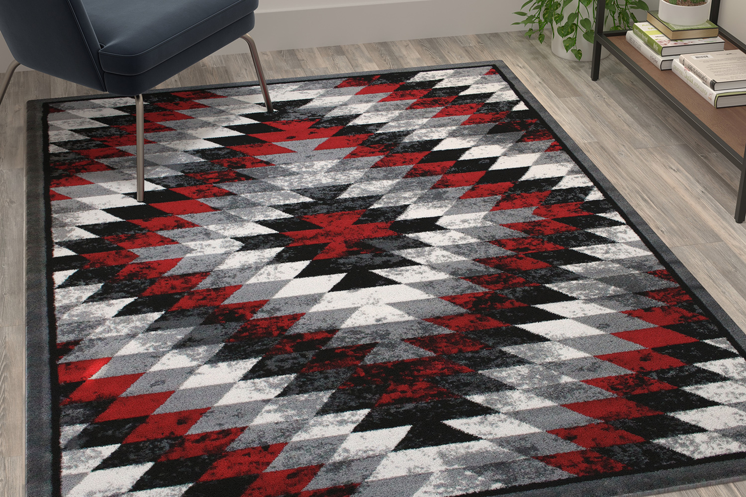 BLNK Teagan Collection Southwestern Style Olefin Area Rug with Jute Backing - Red, 5'W x 7'L