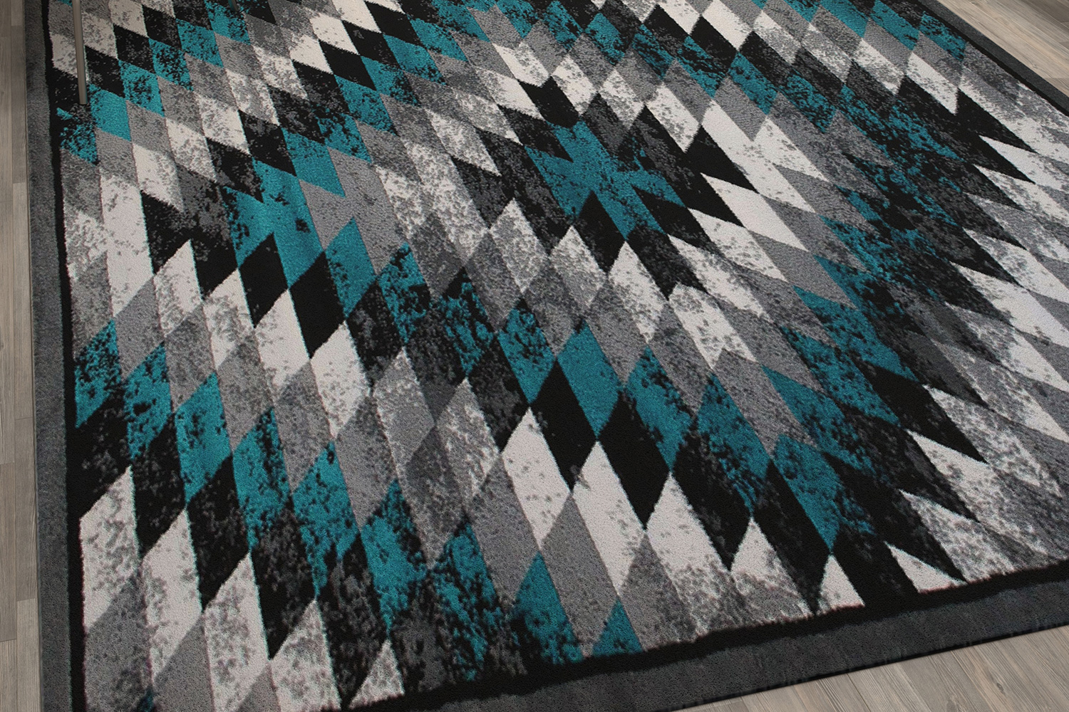 BLNK Teagan Collection Southwestern Style Olefin Area Rug with Jute Backing - Turquoise, 5'W x 7'L