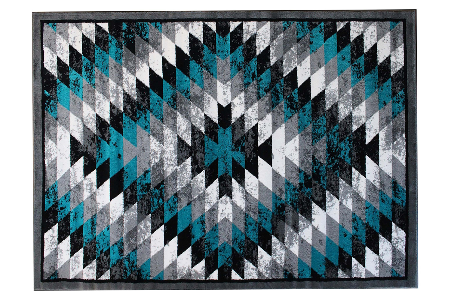 BLNK Teagan Collection Southwestern Style Olefin Area Rug with Jute Backing - Turquoise, 5'W x 7'L