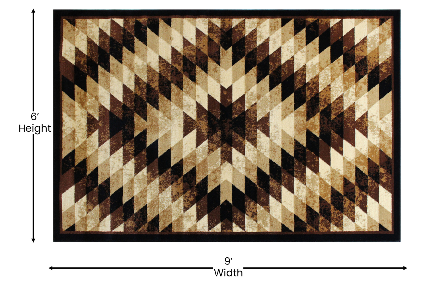 BLNK Teagan Collection Southwestern Style Olefin Area Rug with Jute Backing - Brown, 6'W x 9'L