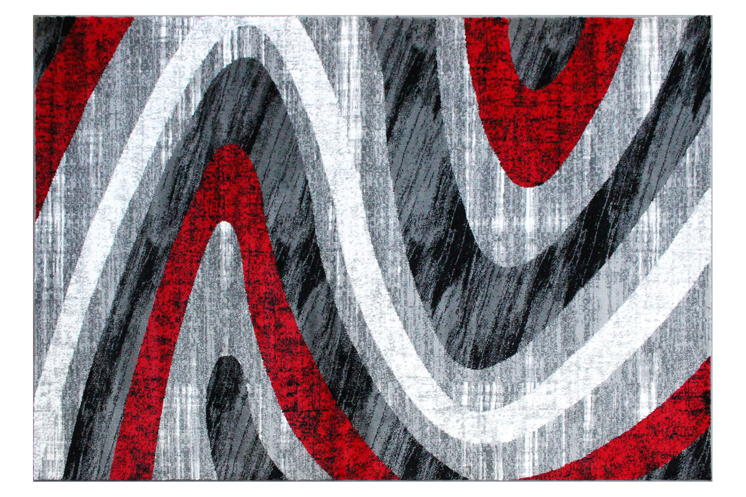 BLNK Altum Collection Olefin Wave Patterned Area Rug with Jute Backing - Red, 5'W x 7'L