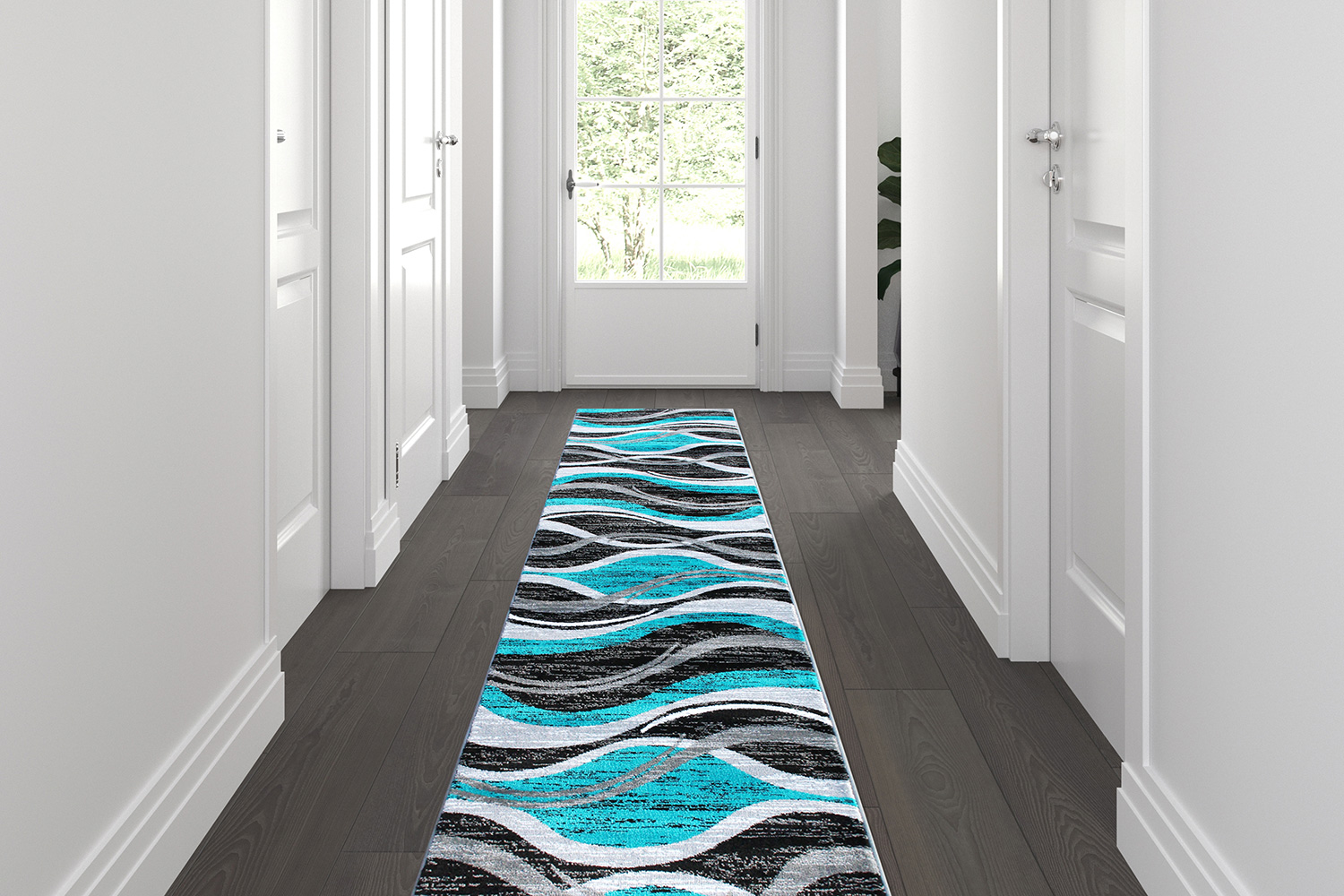 BLNK Wisp Collection Olefin Rippled Area Rug with Jute Backing