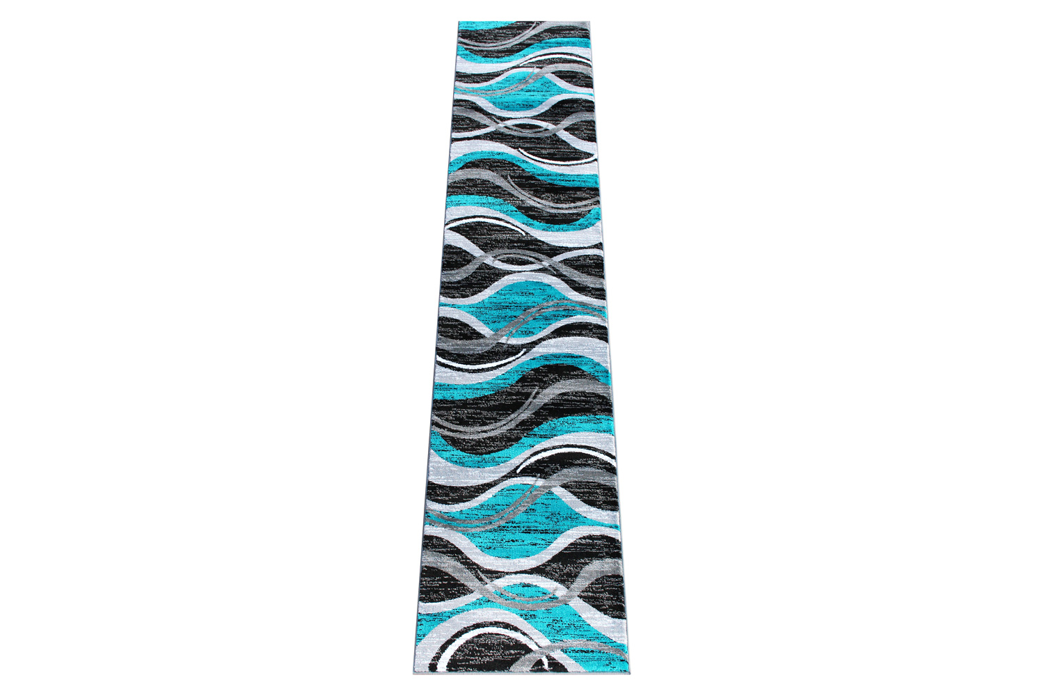 BLNK Wisp Collection Olefin Rippled Area Rug with Jute Backing - Turquoise, 2'W x 11'L