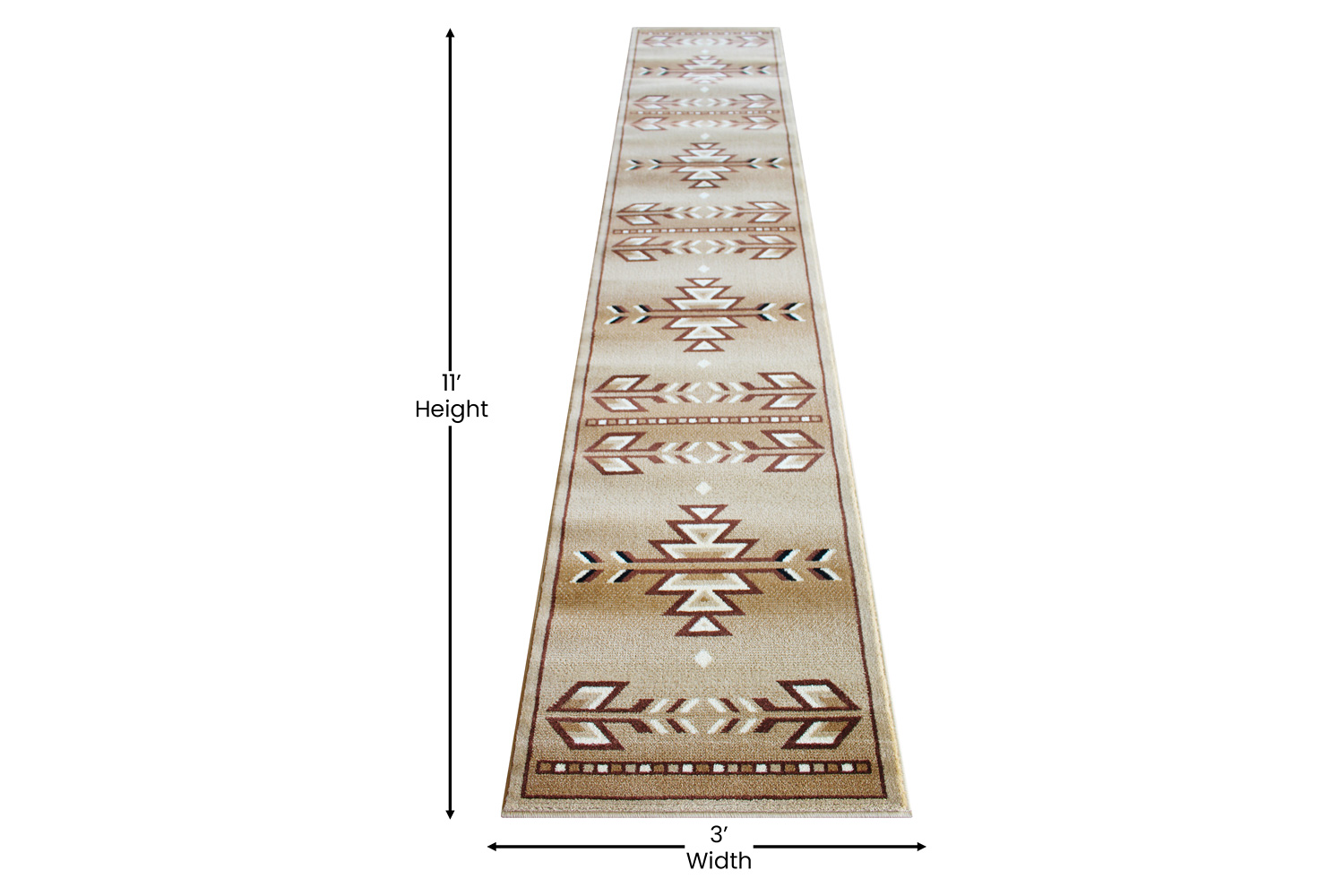 BLNK Lodi Collection Southwestern Style Olefin Area Rug with Jute Backing - Brown, 2'W x 11'L