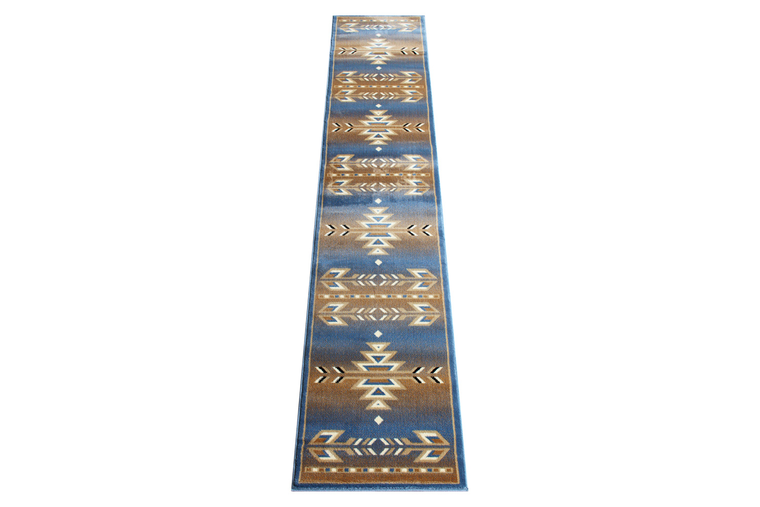 BLNK Lodi Collection Southwestern Style Olefin Area Rug with Jute Backing - Blue, 2'W x 11'L