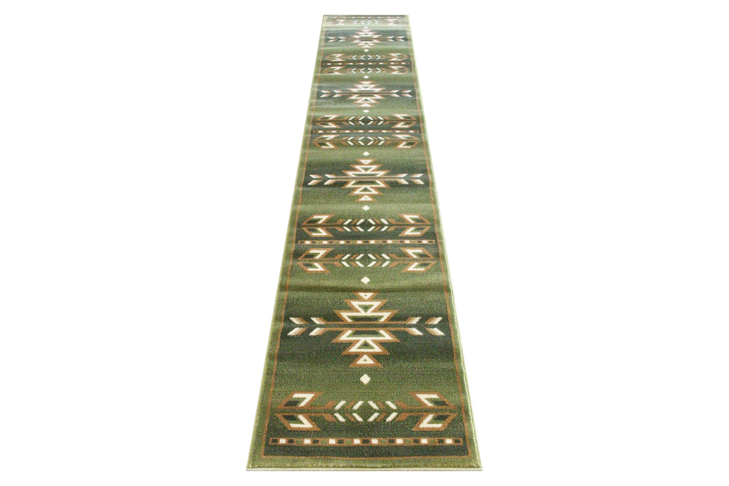 BLNK Lodi Collection Southwestern Style Olefin Area Rug with Jute Backing - Green, 2'W x 11'L