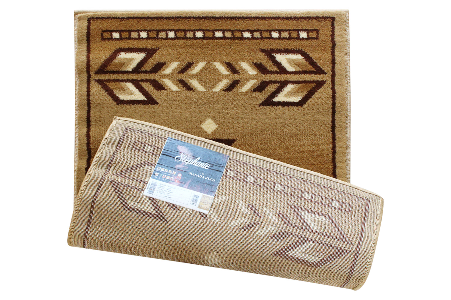 BLNK Lodi Collection Southwestern Style Olefin Area Rug with Jute Backing - Brown, 2'W x 3'L