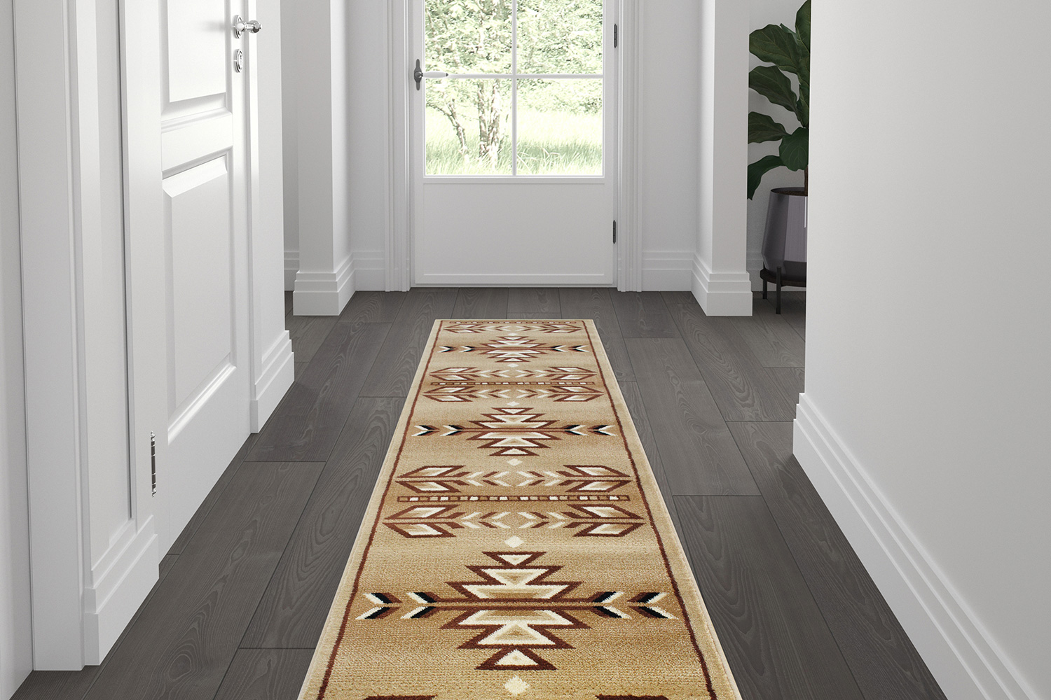 BLNK Lodi Collection Southwestern Style Olefin Area Rug with Jute Backing