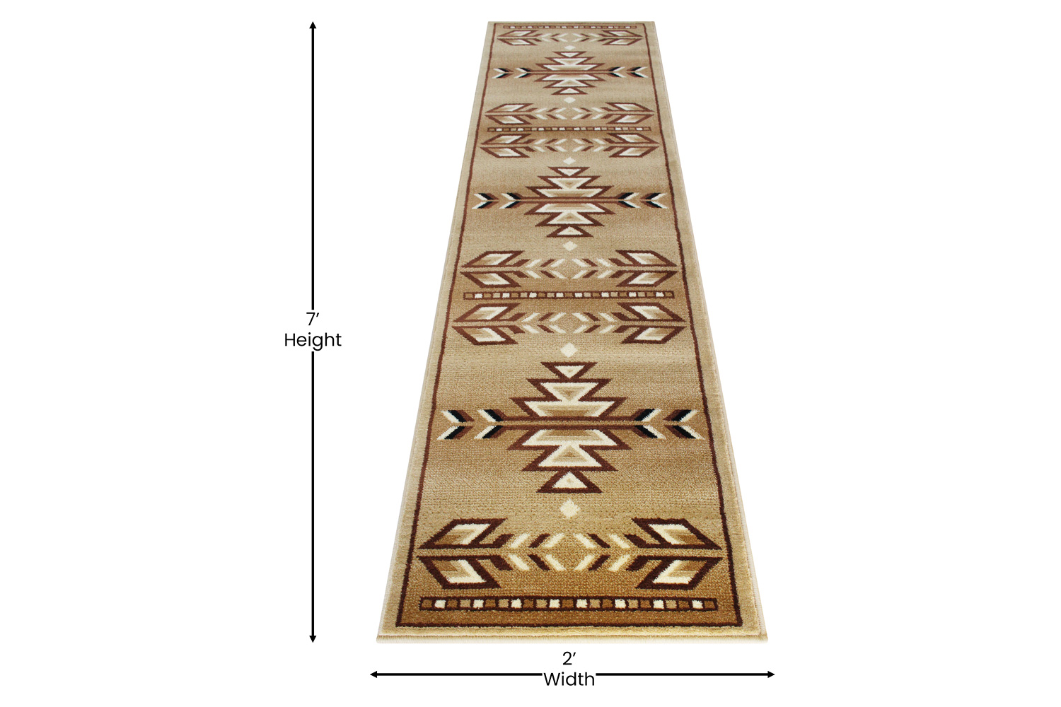 BLNK Lodi Collection Southwestern Style Olefin Area Rug with Jute Backing - Brown, 2'W x 7'L