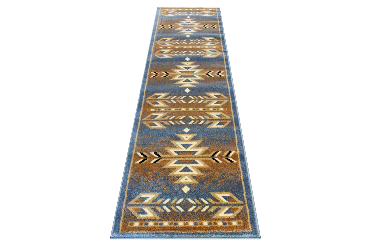 BLNK Lodi Collection Southwestern Style Olefin Area Rug with Jute Backing - Blue, 2'W x 7'L