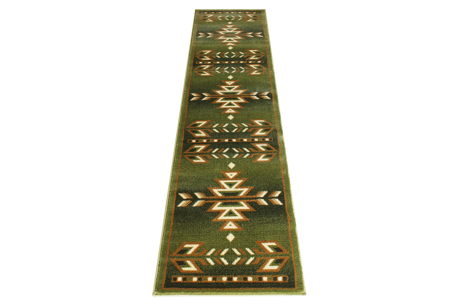 BLNK Lodi Collection Southwestern Style Olefin Area Rug with Jute Backing - Green, 2'W x 7'L