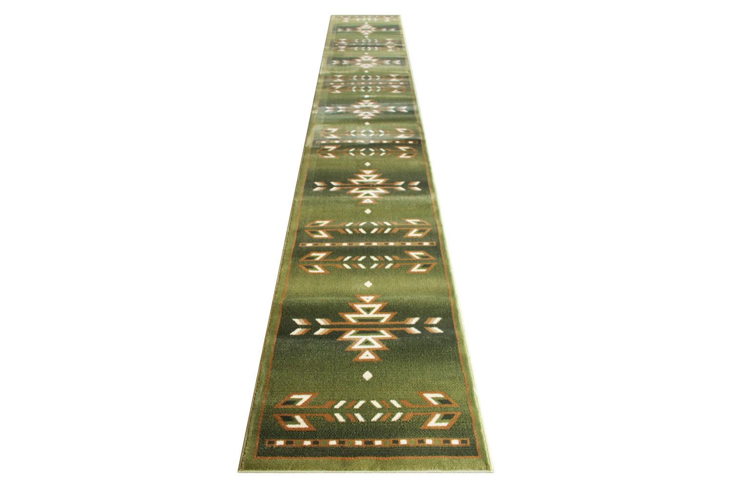 BLNK Lodi Collection Southwestern Style Olefin Area Rug with Jute Backing - Green, 3'W x 16'L