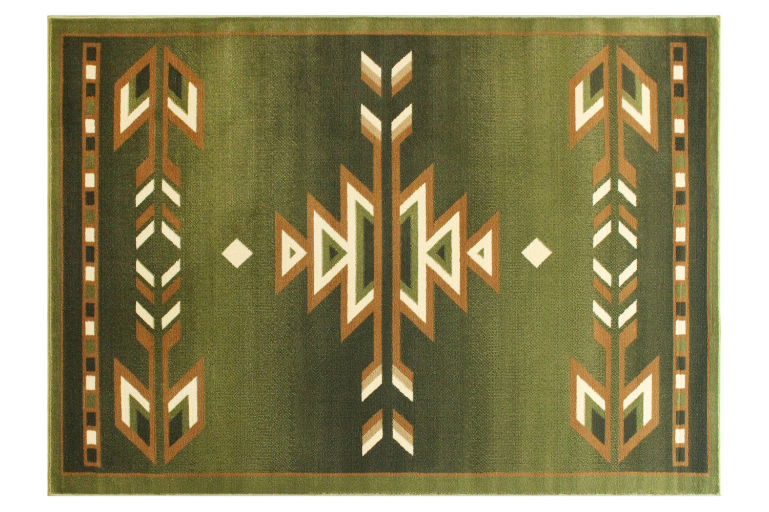 BLNK Lodi Collection Southwestern Style Olefin Area Rug with Jute Backing - Green, 4'W x 5'L